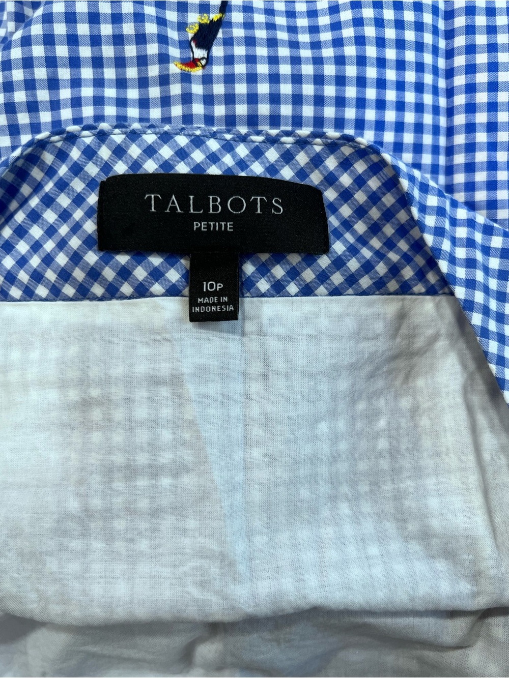 Talbots Blue Gingham women bird embroidered mini skirt size 10P - Picture 3 of 6
